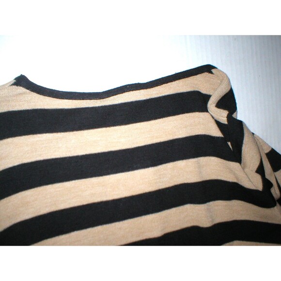 New NWT Womens Max Mara Marina Rinaldi Sweater L Black Tan Lace Italy Wool Strip - Picture 8 of 9